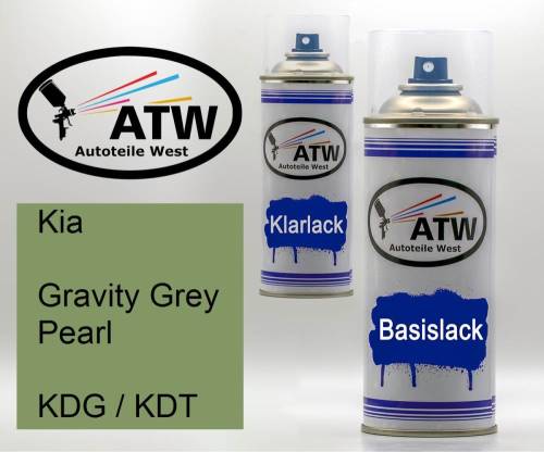 Kia, Gravity Grey Pearl, KDG / KDT: 400ml Sprühdose + 400ml Klarlack - Set, von ATW Autoteile West.